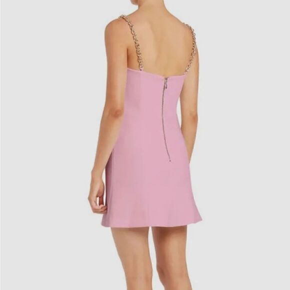 NWT Rebecca Vallance Pierson Chain-Strap Mini Dress Sleeveless Pink Size 4 $580 - Picture 3 of 8